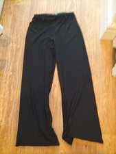 Ladies Saloos Size Small Black Long Leg Wide Leg Elasticated Trousers