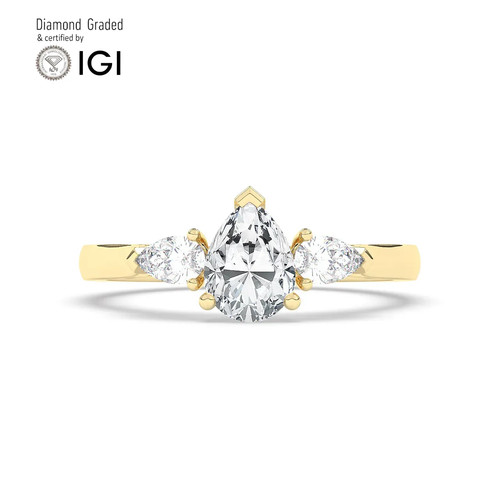 Pear diamond trilogy ring - diamond, 18k