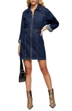 Topshop Full Zip Denim Shirt Dress BNWT - Size UK 8 / EUR 36