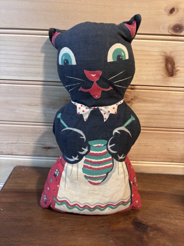 Rare vintage black cat - cat, rag