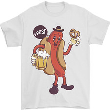 Oktoberfest Prost Hotdog Pretzel Beer Funny Mens T-Shirt 100% Cotton