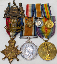 WW1 medals badges Captain J R Atkinson 'Leeds Pals' wounded 1917 Passchendaele