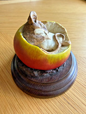 Country Artists 'Mouse Asleep in Apple' on plinth - Original and Collectable 