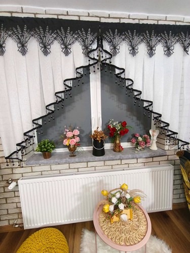 Ready made white voile curtain - ready,