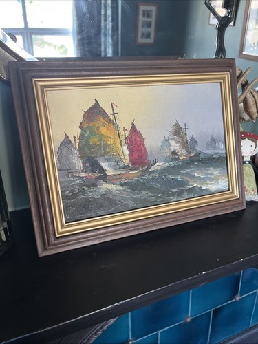 Vintage mid century oil - vintage, mid-century