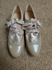 Ladies Caprice Sand Beige Combination Leather Lace Up Brogue Shoes Size 8 BNWT