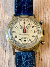 Rare 40's Pierce Chronograph Up/Down 17 j 4 in 1 Tach' & Tele' Gold plated 37'mm