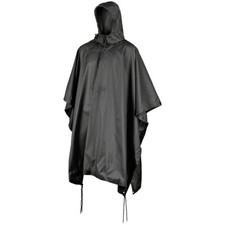 MFH US Poncho Ripstop Hooded Waterproof Basha Military Festival Outdoor Black