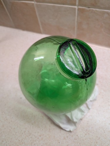 Antique green glass money - , box