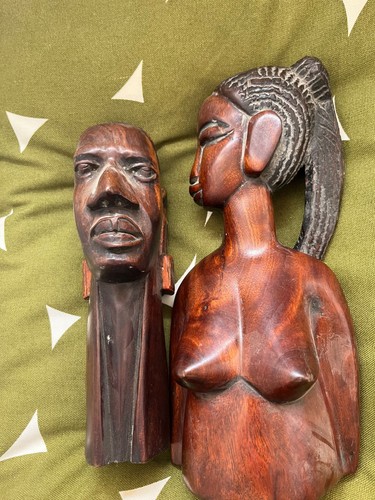 Pair carved wood african - a, of