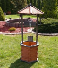 Large Wooden Garden Wishing Well 53 Inch Outdoor Planter Handmade Garden Patio