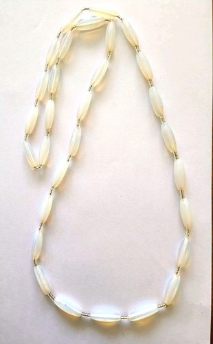 Vintage long opal glass - glass, bead