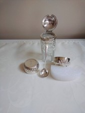 1830 Sterling Silver Mustard Pot and 1792 Ladle With Two Salt Cellars 1881