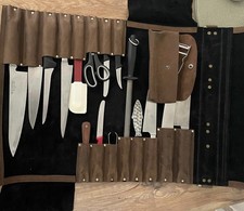 Chef Knife Roll, Waxed Leather