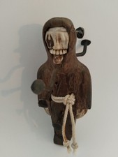 Witches Poppet doll of Lay Brother ? Very Old Barn Find , Made from Oak & Horn .