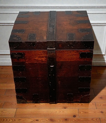 Antique oak silver chest - chest,, iron
