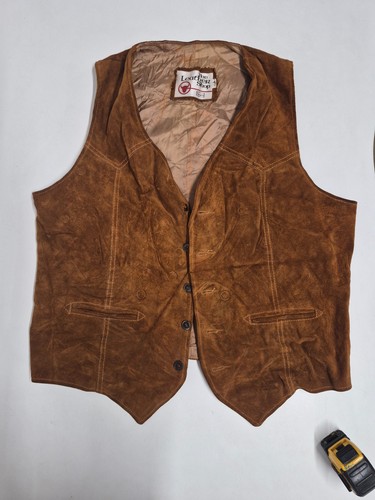 Vintage leather waistcoat - , 44"