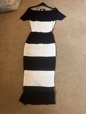 Over 26 Gorgeous Bodycon fine knit Bardot Style Black White Dress M Never worn 