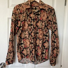 Men’s Flamboyant Paisley Long Sleeved Shirt Small 15” Collar Stretch Cotton New