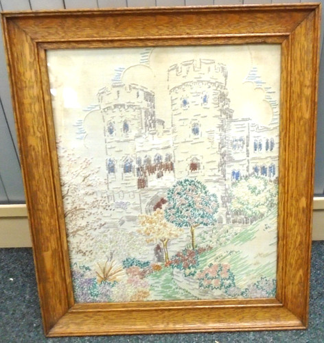 Framed antique embroidered - framed,