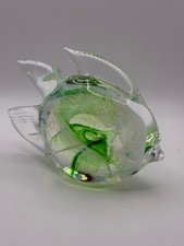 Paperweight Glass Green White