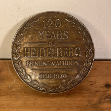 PLAQUE FOR "HEIDELBERG PRINTING MACHINE" 120 years, 1850 - 1970