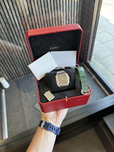 Cartier santos green dial - cartier,