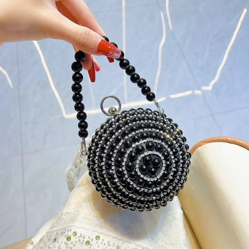 Round pearl clutch purse - round,