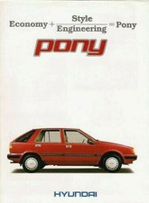 Hyundai Pony 5-dr 1985-1986 UK Market Launch Foldout Brochure 1.3 & 1.5 L GL GLS