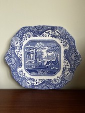Spode Vintage Blue Italian Cake Plate • Great Condition• 29.5 cm • 