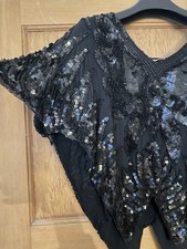 Vintage Black Sequin Batwing