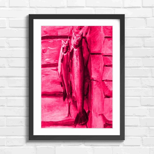 Vintage salmon fishing art - vintage,