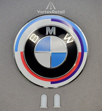74mm 50th YEAR BOOT TRUNK EMBLEM BADGE & GROMMETS HERITAGE F22 23 E46 E90 BMW
