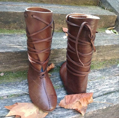 Medieval viking leather - leather, boots