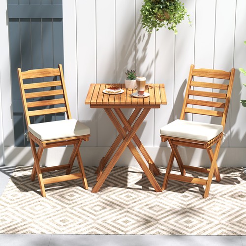 Wooden bistro set foldable - wooden,