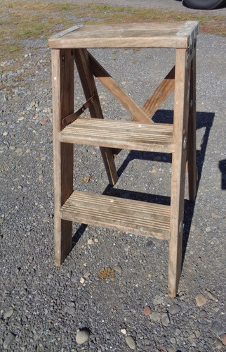 Vintage wooden step - wooden, ladder