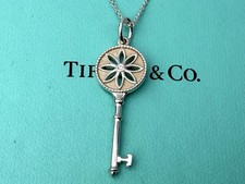 Genuine Tiffany & Co. Sterling Silver Diamond set Key Charm Pendant & Necklace 