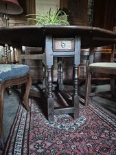 Neat Rustic 18th Century Provincial Oak Drop Leaf Extending Dining Cottage Table