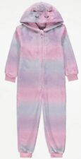 Girls Ombré Unicorn Pink purple Fleece All in One Lounge Wear 2 - 11 Years New