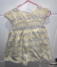 Girls Yellow Butterfly Smocked Dress With Matching Bloomers 9-12 Months