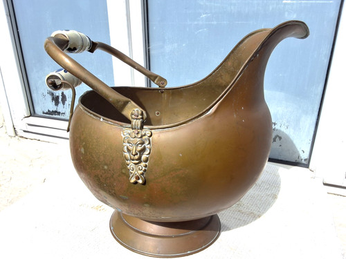 Old large brass copper helmet - large,