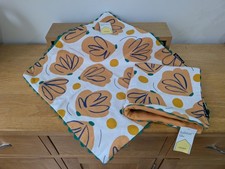 Pair Of Habitat Cotton Cushion Covers Orange Floral, Green Trim~ 43cm x 43cm