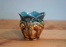 Antique Majolica Hanging Planter Small