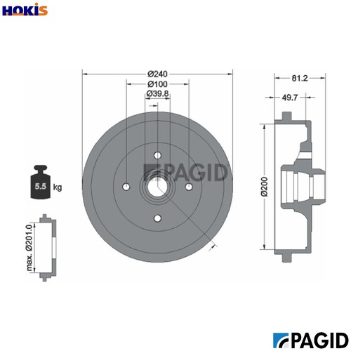 Brake drum 63912n for - brake,