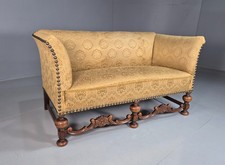 Vintage Danish Neo Baroque Antique Settee Gold Brocade 1920s EB7984 V2SS