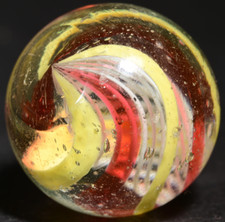 Latticino German Handmade Antique Marble Early Pink Jelly Stripes 17.1mm 21/32''