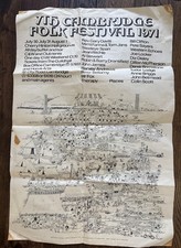 Original 1971 Seventh Cambridge Folk Festival Poster Fair Condition