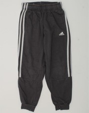 ADIDAS Boys Tracksuit Trousers Joggers 7-8 Years Grey Cotton AB06