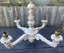 Vintage Wooden 4 Arm Chandelier Ceiling Light Interior Design- Cream/Shabby Chic