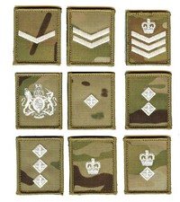 Hook and Loop fastener Backed Ivory on Multicam MTP Rank Patch Badge - All Ranks